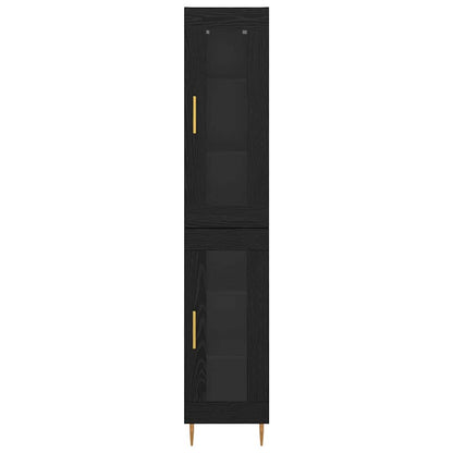 vidaXL Highboard 2 pcs Schwarz Eichen-Optik Glas