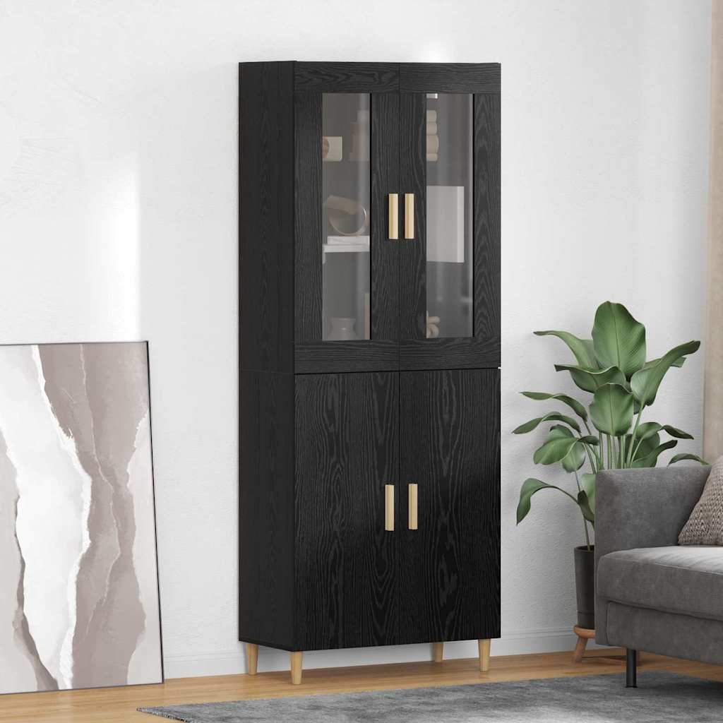 vidaXL Bahut haut noir aspect chêne 69,5 x 34 x 180 cm