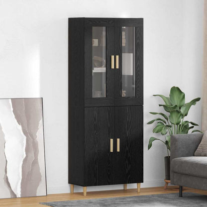 vidaXL Bahut haut noir aspect chêne 69,5 x 34 x 180 cm