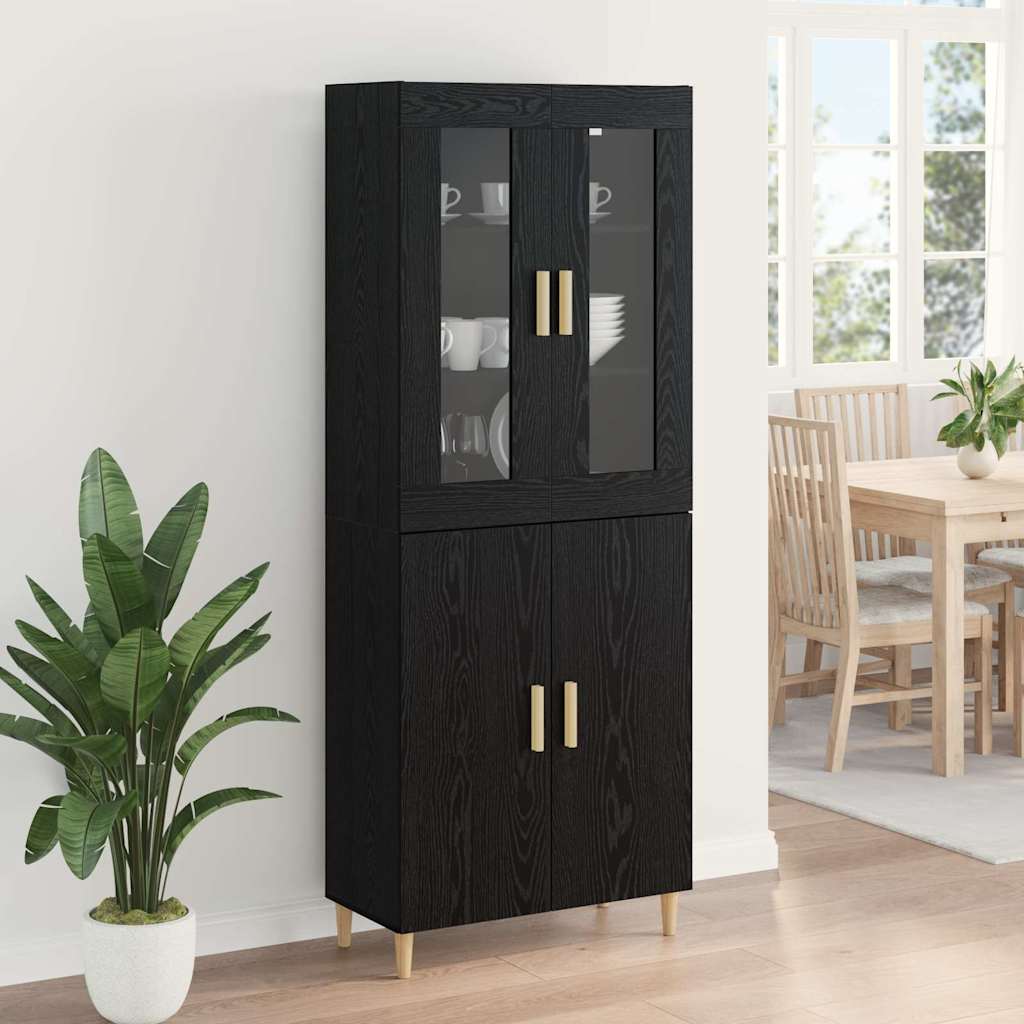 vidaXL Bahut haut noir aspect chêne 69,5 x 34 x 180 cm