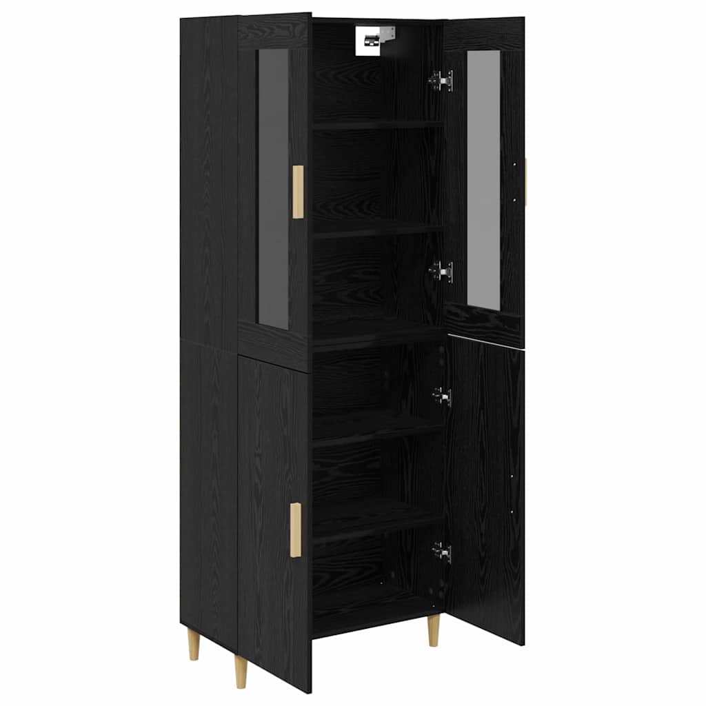 vidaXL Bahut haut noir aspect chêne 69,5 x 34 x 180 cm