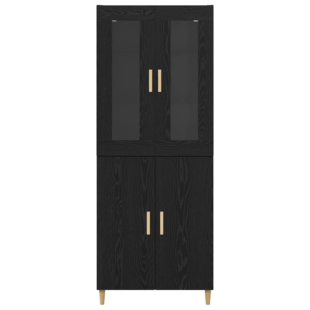 vidaXL Bahut haut noir aspect chêne 69,5 x 34 x 180 cm