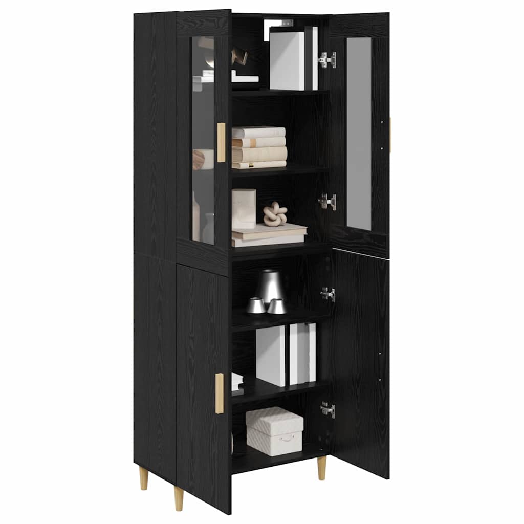 vidaXL Bahut haut noir aspect chêne 69,5 x 34 x 180 cm