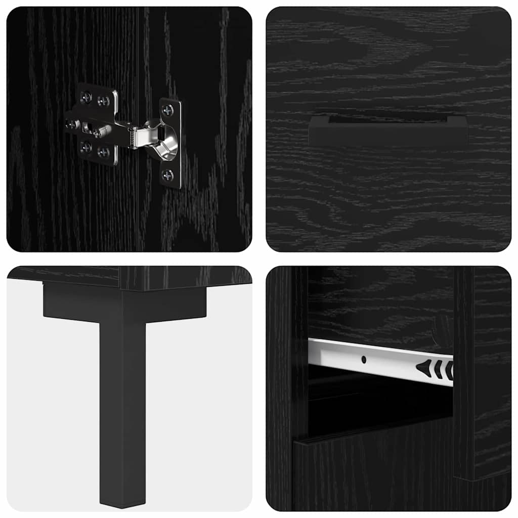 vidaXL Highboard 2 pcs Schwarz Eichen-Optik Holzwerkstoff
