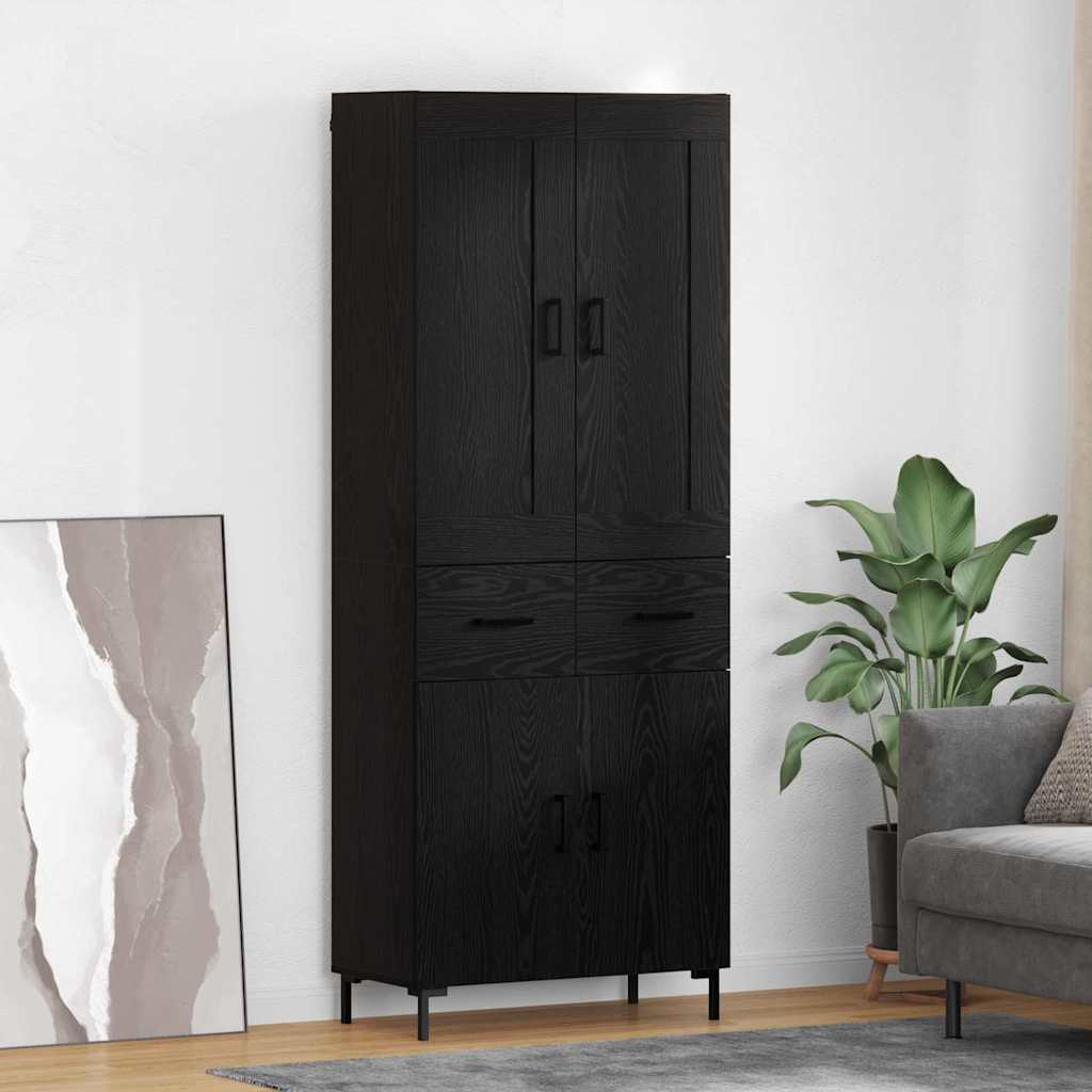vidaXL Highboard 2 pcs Schwarz Eichen-Optik Holzwerkstoff