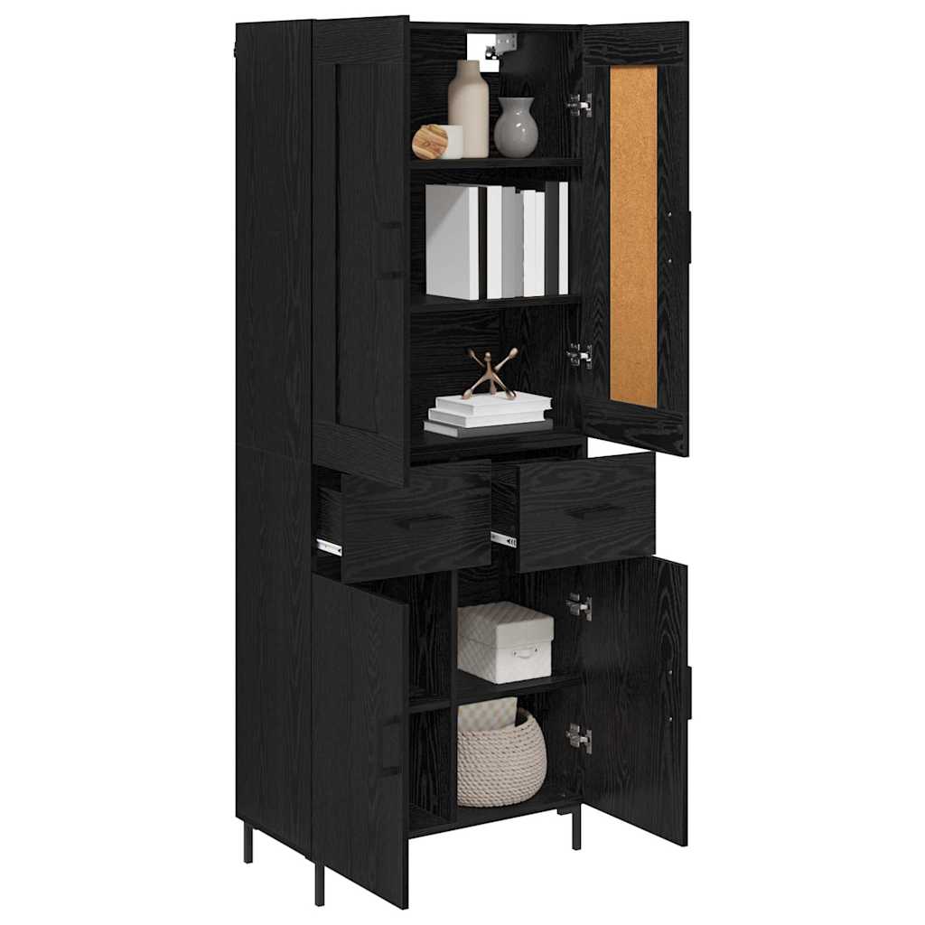vidaXL Highboard 2 pcs Schwarz Eichen-Optik Holzwerkstoff