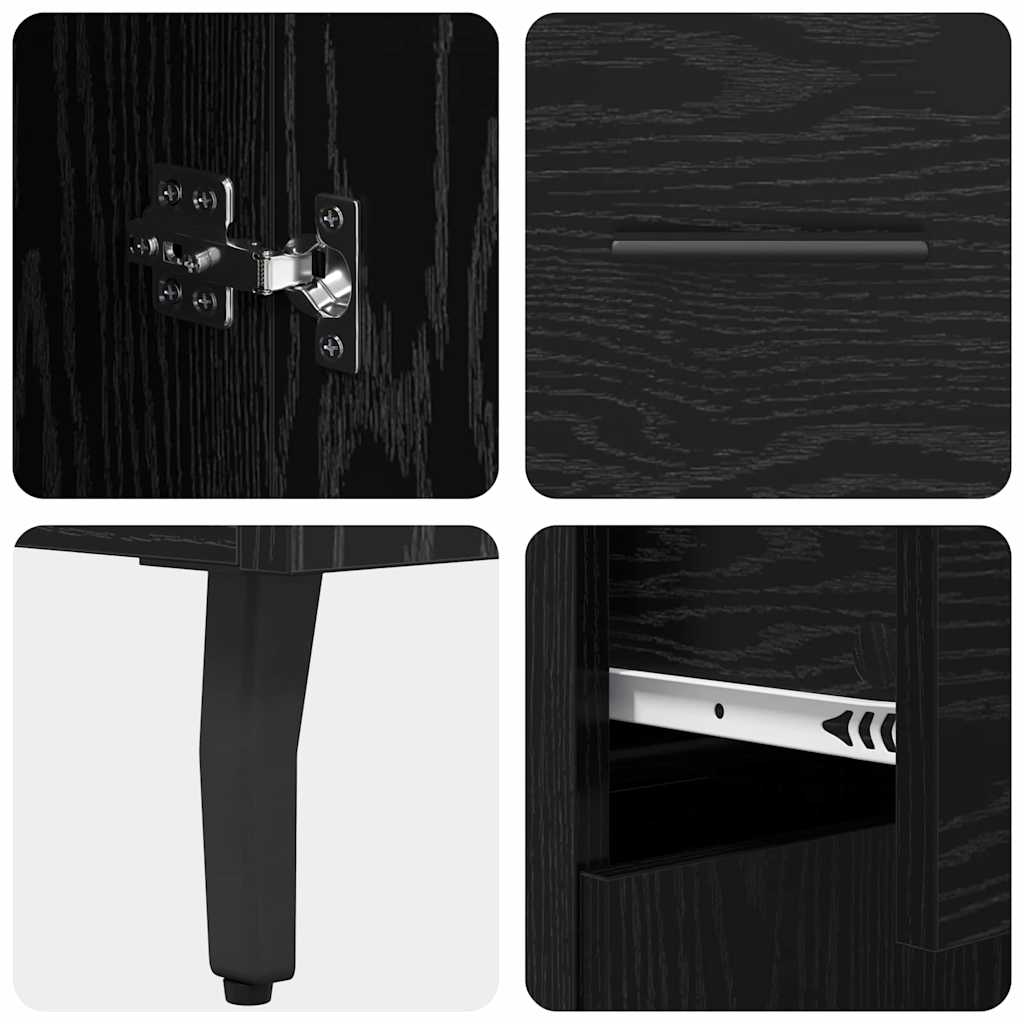 vidaXL Highboard 2 pcs Schwarz Eichen-Optik Engineered Wood und Glas