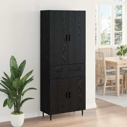 vidaXL Highboard 2 pcs Schwarz Eichen-Optik Engineered Wood und Glas