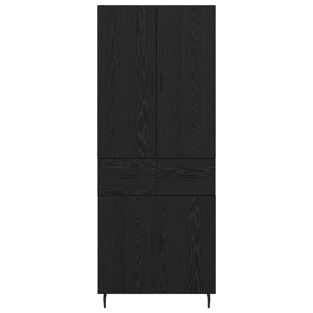 vidaXL Highboard 2 pcs Schwarz Eichen-Optik Engineered Wood und Glas