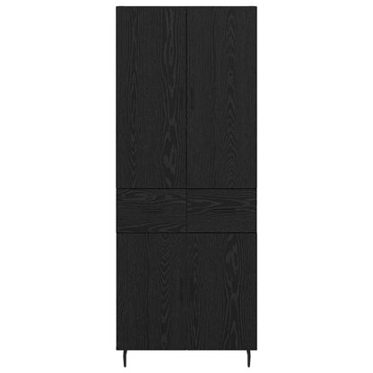 vidaXL Highboard 2 pcs Schwarz Eichen-Optik Engineered Wood und Glas