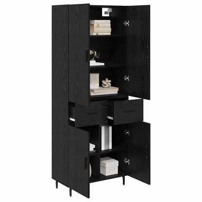 vidaXL Highboard 2 pcs Schwarz Eichen-Optik Engineered Wood und Glas