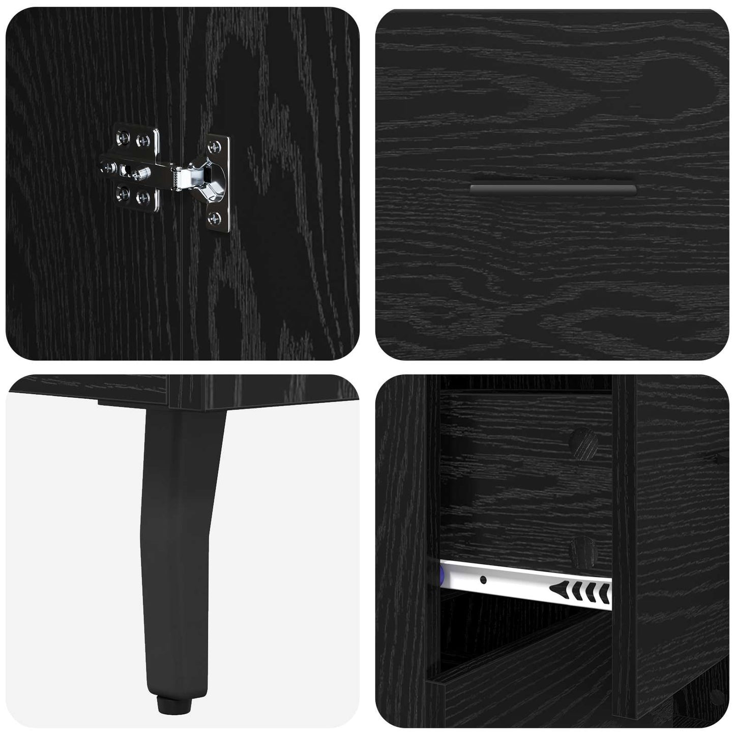 vidaXL Highboard 2 pcs Schwarz Eichen-Optik Engineered Wood und Glas