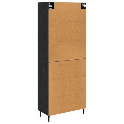 vidaXL Highboard 2 pcs Schwarz Eichen-Optik Engineered Wood und Glas