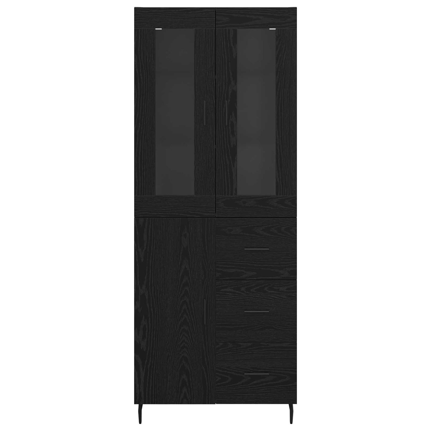 vidaXL Highboard 2 pcs Schwarz Eichen-Optik Engineered Wood und Glas