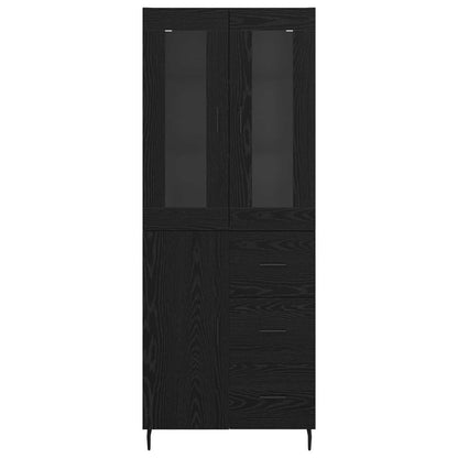 vidaXL Highboard 2 pcs Schwarz Eichen-Optik Engineered Wood und Glas