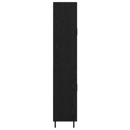 vidaXL Highboard 2 pcs Schwarz Eichen-Optik Engineered Wood und Glas