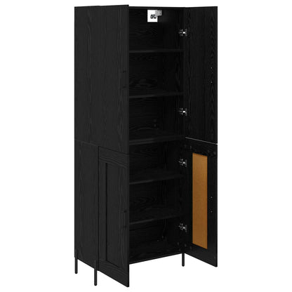 vidaXL Buffet haut noir aspect chêne 69,5 x 34 x 180 cm Bois d'ingénierie