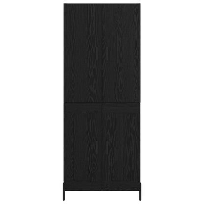 vidaXL Buffet haut noir aspect chêne 69,5 x 34 x 180 cm Bois d'ingénierie