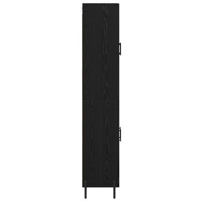 vidaXL Buffet haut noir aspect chêne 69,5 x 34 x 180 cm Bois d'ingénierie