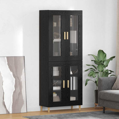 vidaXL Buffet haut noir aspect chêne 69,5 x 34 x 180 cm Bois d'ingénierie