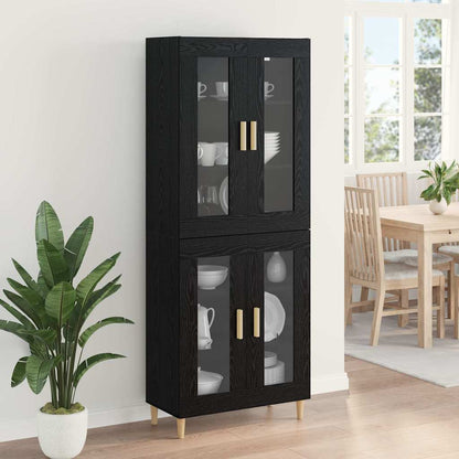 vidaXL Buffet haut noir aspect chêne 69,5 x 34 x 180 cm Bois d'ingénierie