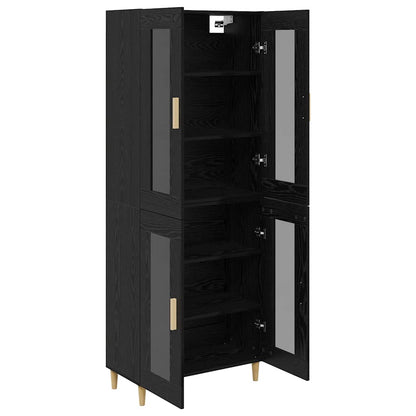 vidaXL Buffet haut noir aspect chêne 69,5 x 34 x 180 cm Bois d'ingénierie