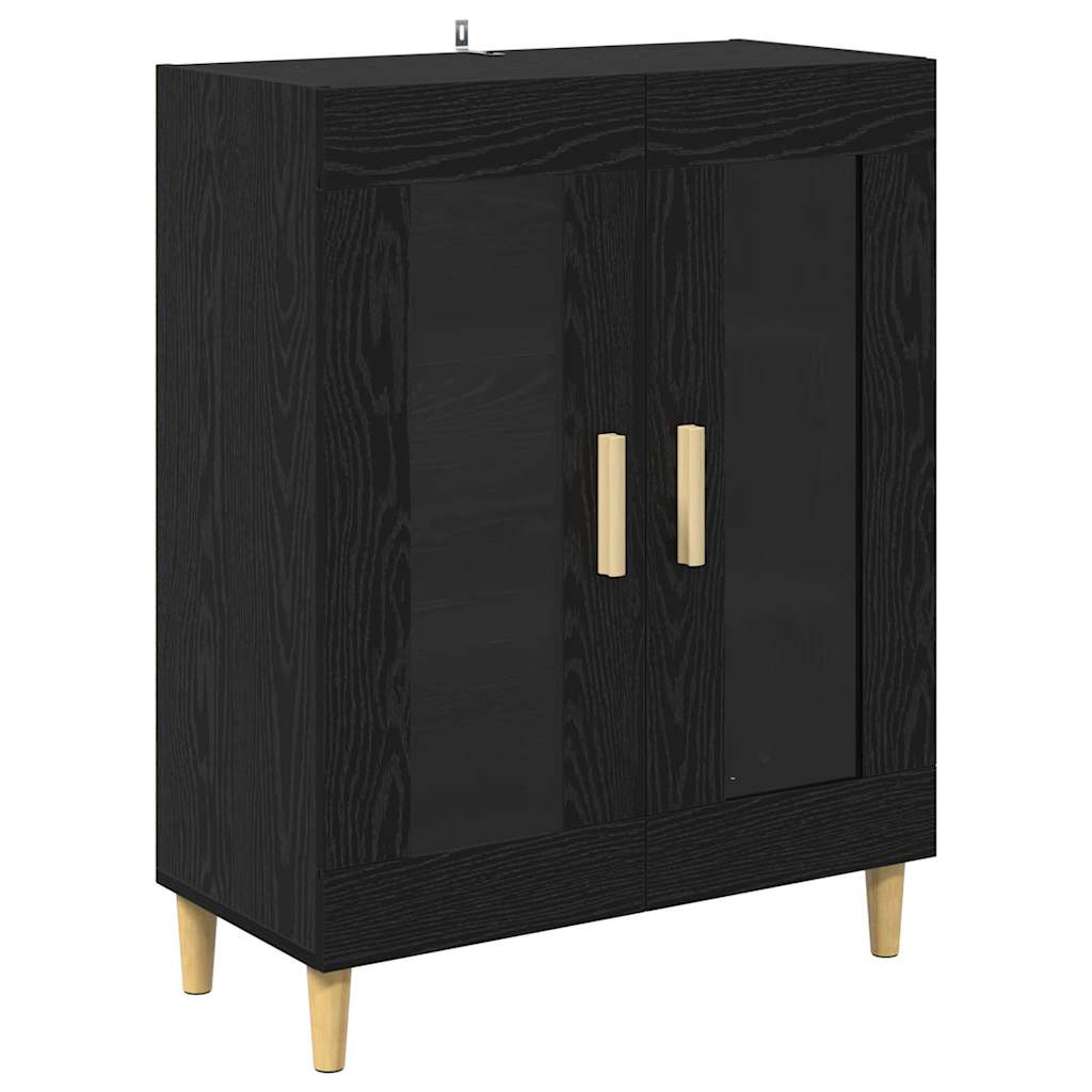 vidaXL Buffet haut noir aspect chêne 69,5 x 34 x 180 cm Bois d'ingénierie