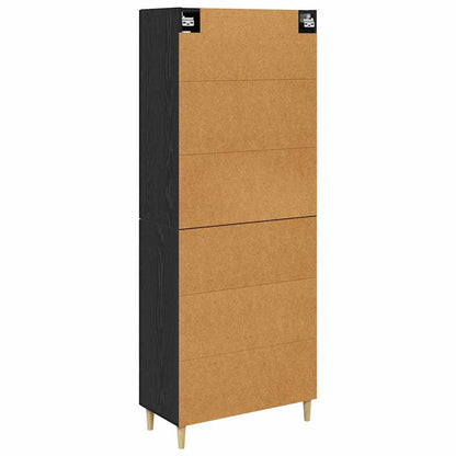 vidaXL Buffet haut noir aspect chêne 69,5 x 34 x 180 cm Bois d'ingénierie