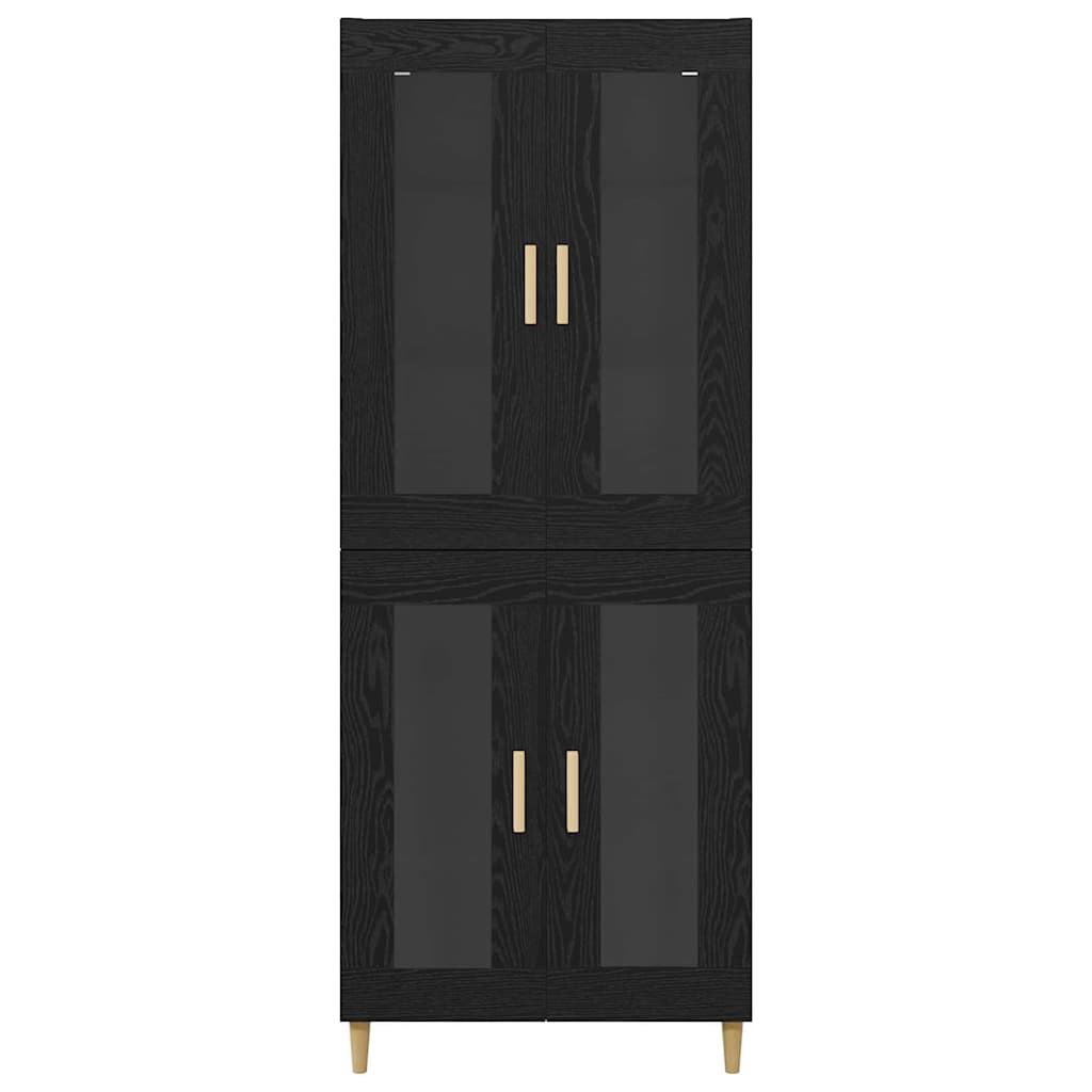 vidaXL Buffet haut noir aspect chêne 69,5 x 34 x 180 cm Bois d'ingénierie