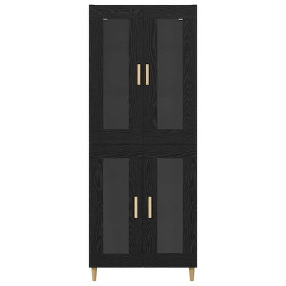vidaXL Buffet haut noir aspect chêne 69,5 x 34 x 180 cm Bois d'ingénierie