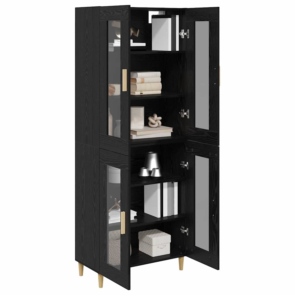vidaXL Buffet haut noir aspect chêne 69,5 x 34 x 180 cm Bois d'ingénierie