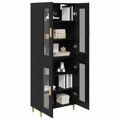 vidaXL Buffet haut noir aspect chêne 69,5 x 34 x 180 cm Bois d'ingénierie