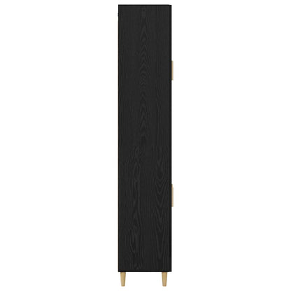 vidaXL Buffet haut noir aspect chêne 69,5 x 34 x 180 cm Bois d'ingénierie