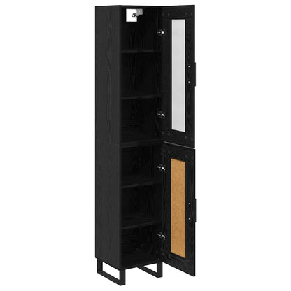 vidaXL Highboard Schwarz Eichen-Optik 34,5 x 34 x 180 cm Holzwerkstoff