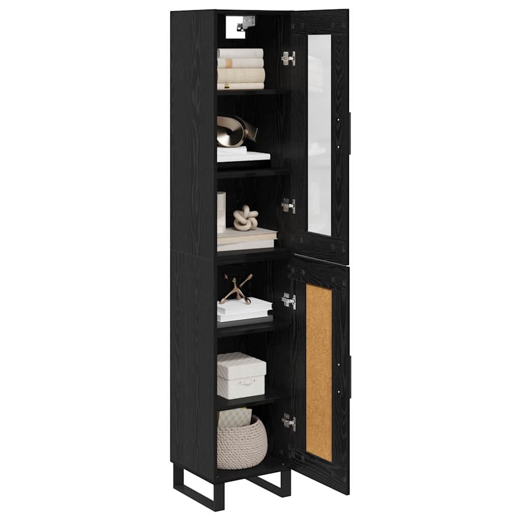 vidaXL Highboard Schwarz Eichen-Optik 34,5 x 34 x 180 cm Holzwerkstoff