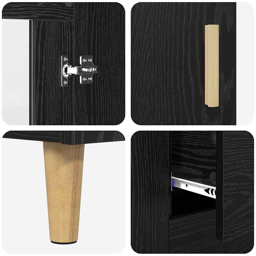 Highboard Schwarz Eichen-Optik 69,5 x 32,5 x 180 cm