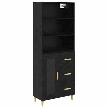 Highboard Schwarz Eichen-Optik 69,5 x 32,5 x 180 cm
