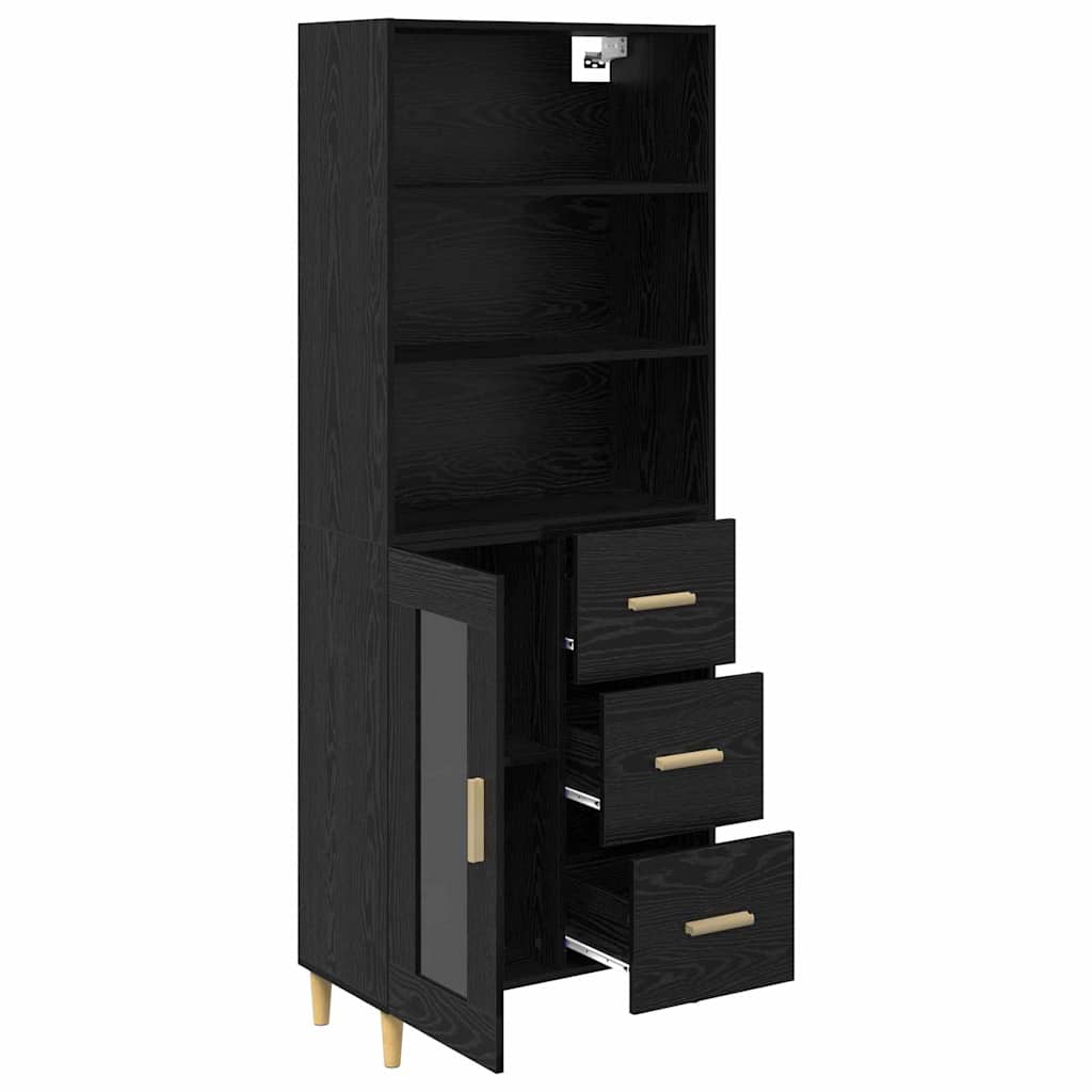 Highboard Schwarz Eichen-Optik 69,5 x 32,5 x 180 cm