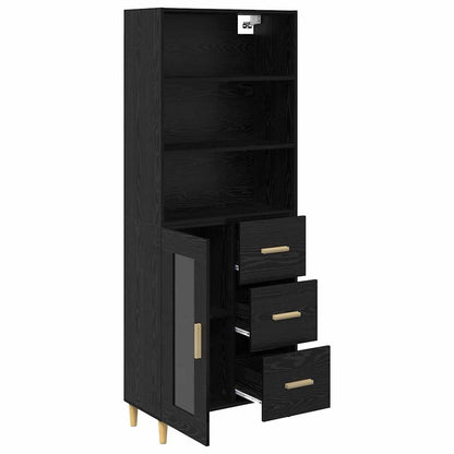 Highboard Schwarz Eichen-Optik 69,5 x 32,5 x 180 cm