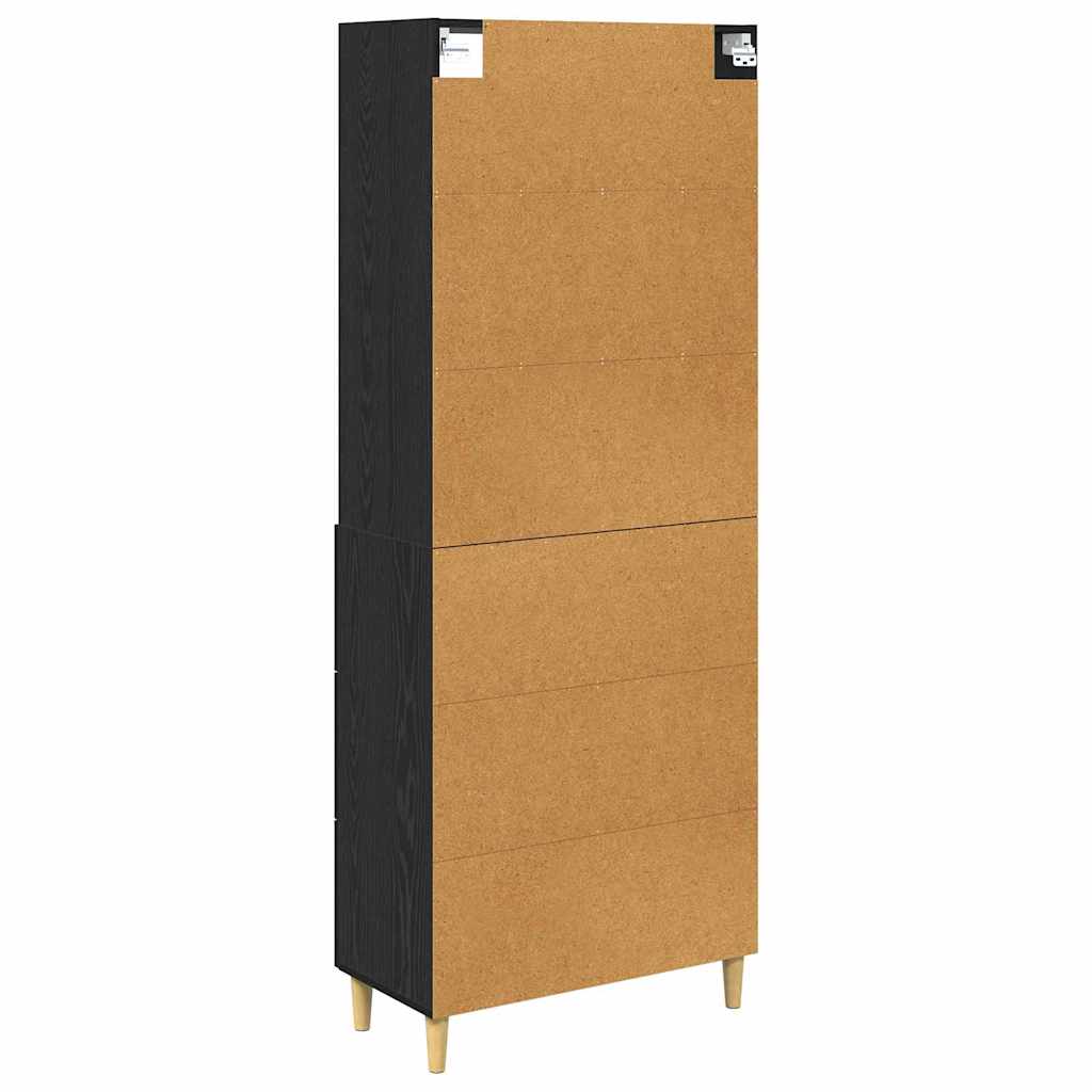 Highboard Schwarz Eichen-Optik 69,5 x 32,5 x 180 cm