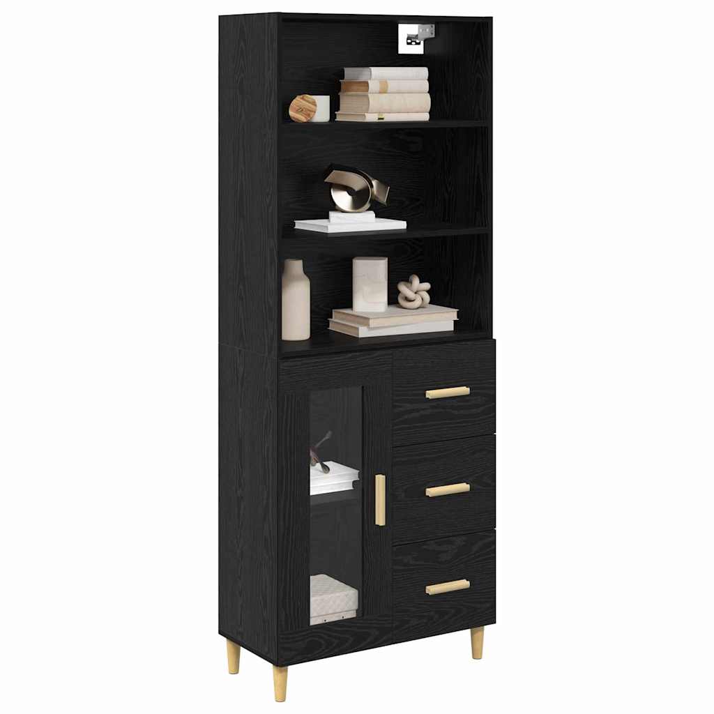 Highboard Schwarz Eichen-Optik 69,5 x 32,5 x 180 cm