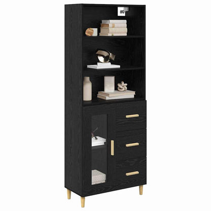 Highboard Schwarz Eichen-Optik 69,5 x 32,5 x 180 cm