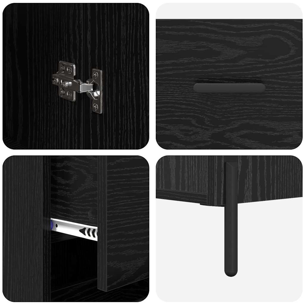 vidaXL Highboard Schwarz Eichen-Optik 34,5 x 34 x 180 cm Holzwerkstoff