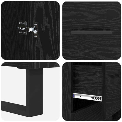 vidaXL Buffet haut noir aspect chêne 69,5 x 34 x 180 cm Bois d'ingénierie