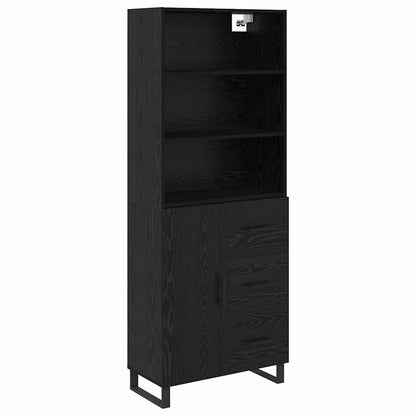 vidaXL Buffet haut noir aspect chêne 69,5 x 34 x 180 cm Bois d'ingénierie