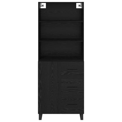 vidaXL Buffet haut noir aspect chêne 69,5 x 34 x 180 cm Bois d'ingénierie