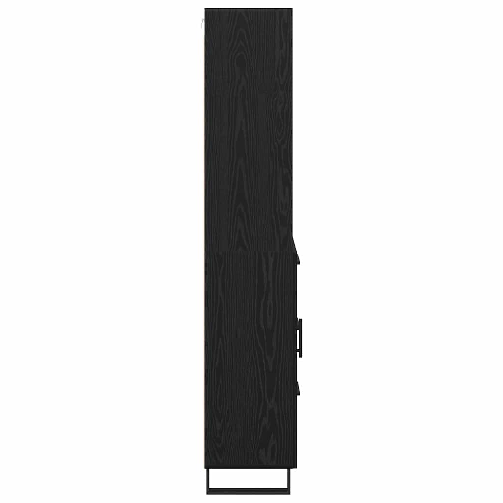 vidaXL Buffet haut noir aspect chêne 69,5 x 34 x 180 cm Bois d'ingénierie