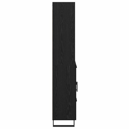 vidaXL Buffet haut noir aspect chêne 69,5 x 34 x 180 cm Bois d'ingénierie