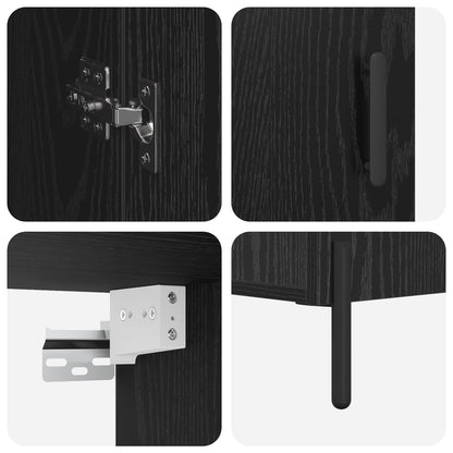 Highboard Schwarz Eichen-Optik 69,5 x 34 x 180 cm Holzwerkstoff