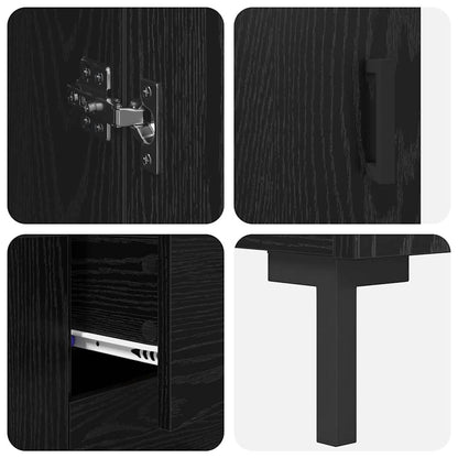 vidaXL Highboard 2 pcs Noir Aspect chêne Bois d'ingénierie
